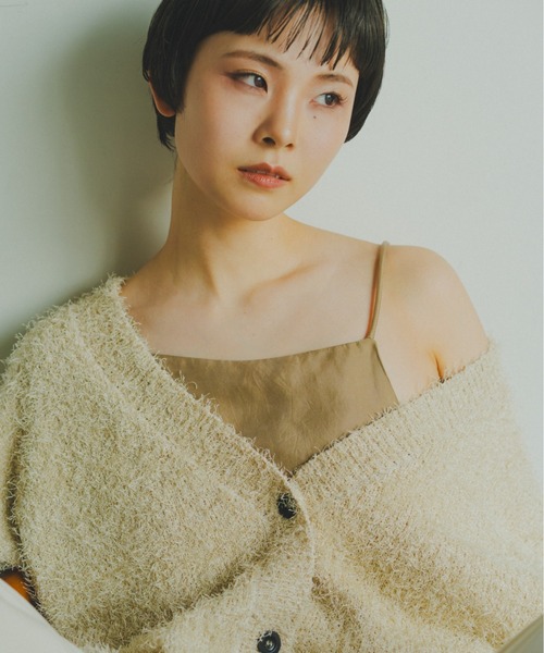 lit(リット)の「Feather Over Knit Cardigan(カーディガン/ボレロ・レディース・ベージュ/ブラック・FREE)」の19枚目の写真