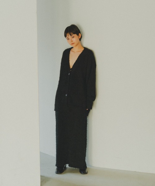 lit(リット)の「Feather Over Knit Cardigan(カーディガン/ボレロ・レディース・ベージュ/ブラック・FREE)」の5枚目の写真