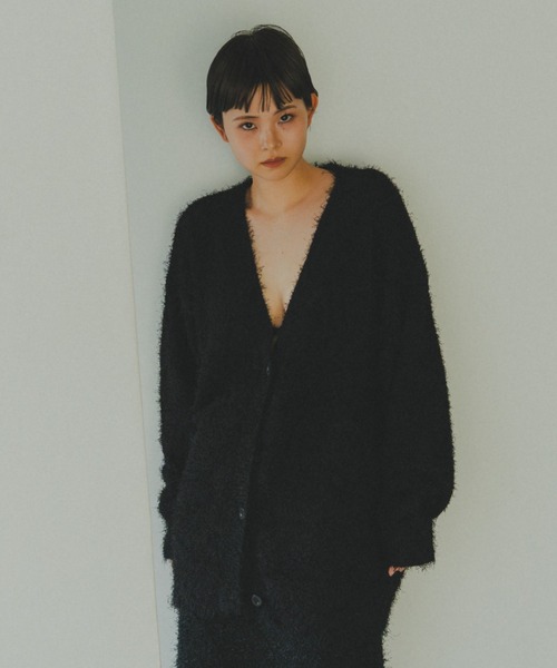 lit(リット)の「Feather Over Knit Cardigan(カーディガン/ボレロ・レディース・ベージュ/ブラック・FREE)」の3枚目の写真