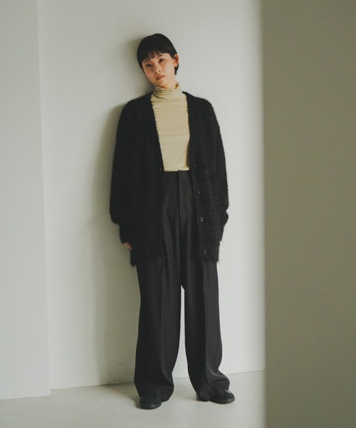 lit(リット)の「Feather Over Knit Cardigan(カーディガン/ボレロ・レディース・ベージュ/ブラック・FREE)」の7枚目の写真