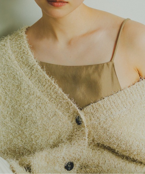 lit(リット)の「Feather Over Knit Cardigan(カーディガン/ボレロ・レディース・ベージュ/ブラック・FREE)」の13枚目の写真