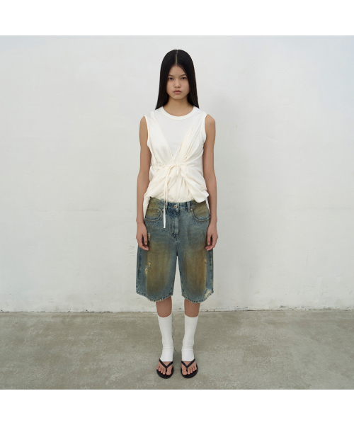 LCDC TM(エルシーディーシーティーエム)の「WASHED BLUE DENIM SHORTS (BLUE)(その他パンツ・レディース・ブルー・SMALL/MEDIUM)」の1枚目の写真