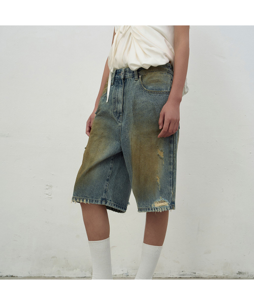 LCDC TM(エルシーディーシーティーエム)の「WASHED BLUE DENIM SHORTS (BLUE)(その他パンツ・レディース・ブルー・SMALL/MEDIUM)」の5枚目の写真