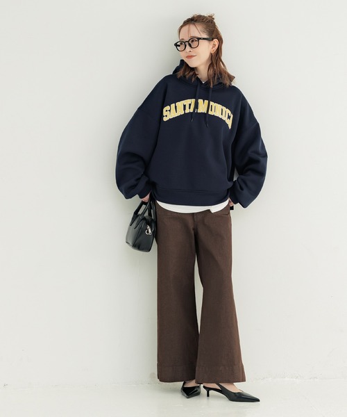 coca(coca)(コカ)の「裏起毛刺繍ロゴパーカー(パーカー・レディース・ライトグレー/ネイビー・L/M/S)」の7枚目の写真