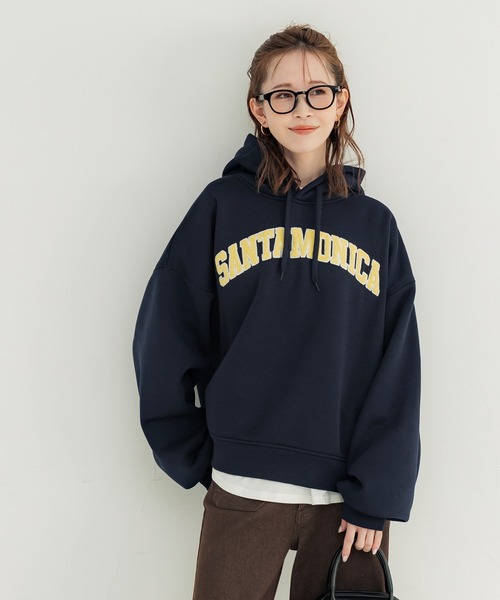 coca(coca)(コカ)の「裏起毛刺繍ロゴパーカー(パーカー・レディース・ライトグレー/ネイビー・L/M/S)」の9枚目の写真