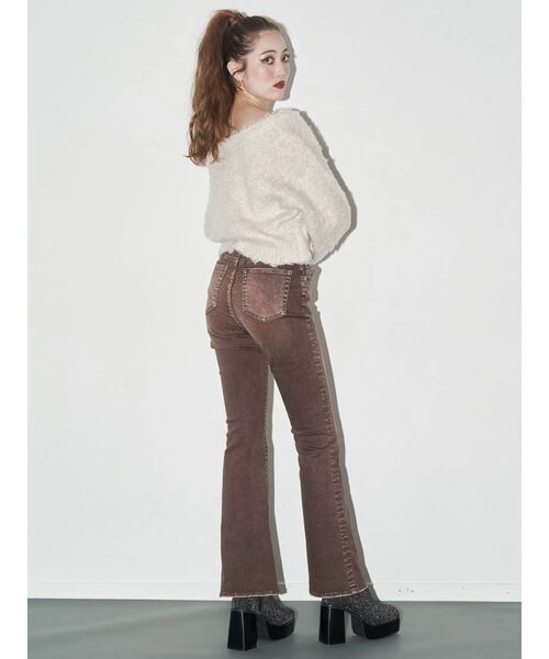 EVRIS（エヴリス）の「カラーヴィンテージライクストレッチフレアデニムパンツ　ハイウエスト（デニムパンツ・レディース・グレー/カーキ/ブラウン・X-SMALL/MEDIUM/SMALL）」の7枚目の写真