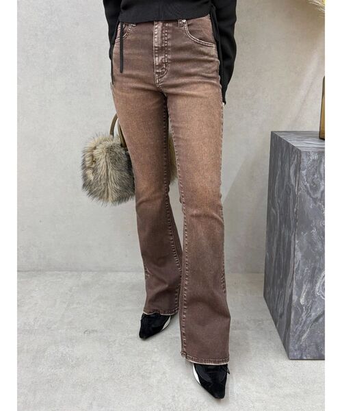 EVRIS（エヴリス）の「カラーヴィンテージライクストレッチフレアデニムパンツ　ハイウエスト（デニムパンツ・レディース・グレー/カーキ/ブラウン・X-SMALL/MEDIUM/SMALL）」の8枚目の写真