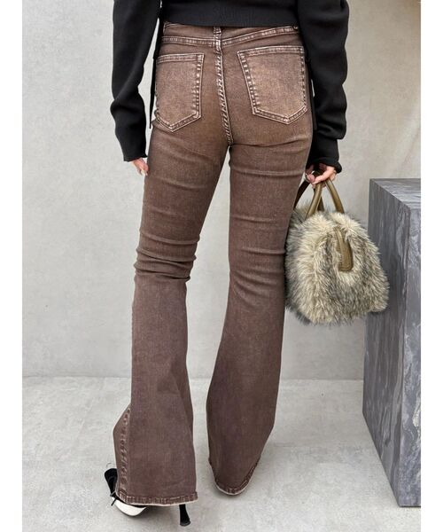 EVRIS（エヴリス）の「カラーヴィンテージライクストレッチフレアデニムパンツ　ハイウエスト（デニムパンツ・レディース・グレー/カーキ/ブラウン・X-SMALL/MEDIUM/SMALL）」の9枚目の写真