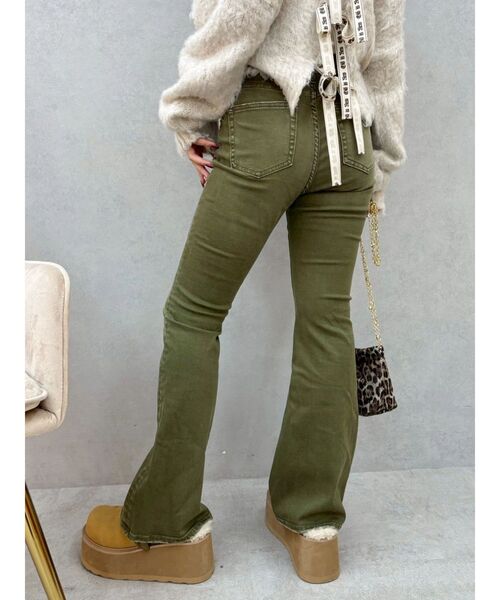 EVRIS（エヴリス）の「カラーヴィンテージライクストレッチフレアデニムパンツ　ハイウエスト（デニムパンツ・レディース・グレー/カーキ/ブラウン・X-SMALL/MEDIUM/SMALL）」の14枚目の写真