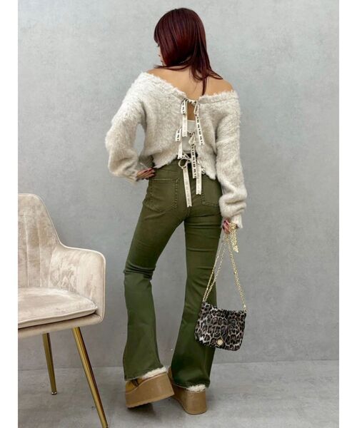 EVRIS（エヴリス）の「カラーヴィンテージライクストレッチフレアデニムパンツ　ハイウエスト（デニムパンツ・レディース・グレー/カーキ/ブラウン・X-SMALL/MEDIUM/SMALL）」の17枚目の写真