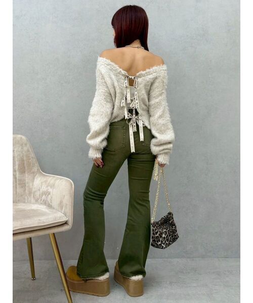 EVRIS（エヴリス）の「カラーヴィンテージライクストレッチフレアデニムパンツ　ハイウエスト（デニムパンツ・レディース・グレー/カーキ/ブラウン・X-SMALL/MEDIUM/SMALL）」の18枚目の写真