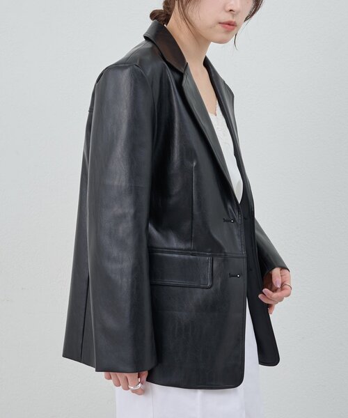 SHENERY（シーナリー）の「レザーテーラージャケット（テーラードジャケット・レディース・ブラック/ブラウン・38/36）」の10枚目の写真