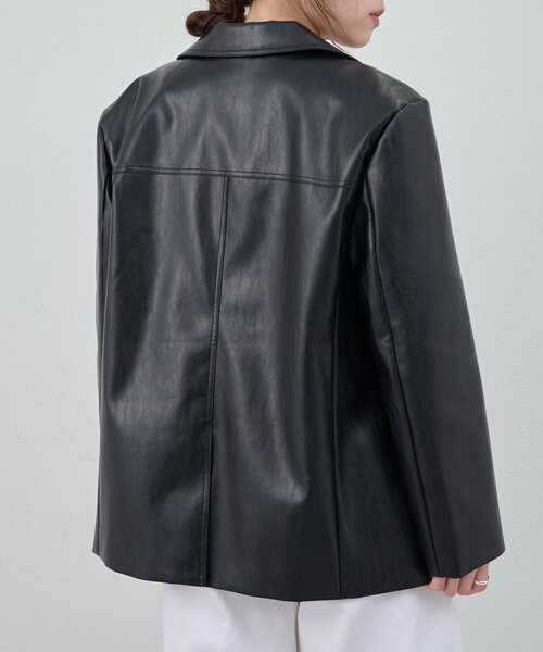 SHENERY（シーナリー）の「レザーテーラージャケット（テーラードジャケット・レディース・ブラック/ブラウン・38/36）」の11枚目の写真