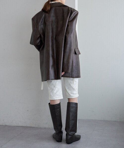 SHENERY（シーナリー）の「レザーテーラージャケット（テーラードジャケット・レディース・ブラック/ブラウン・38/36）」の17枚目の写真