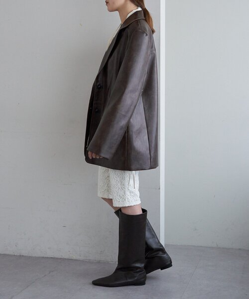 SHENERY（シーナリー）の「レザーテーラージャケット（テーラードジャケット・レディース・ブラック/ブラウン・38/36）」の18枚目の写真