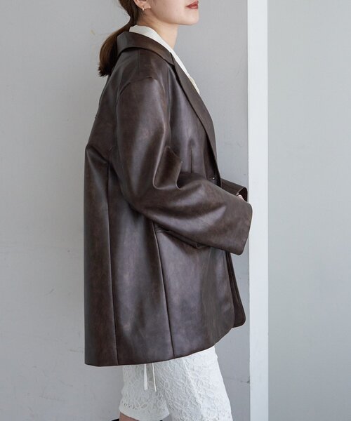 SHENERY（シーナリー）の「レザーテーラージャケット（テーラードジャケット・レディース・ブラック/ブラウン・38/36）」の22枚目の写真