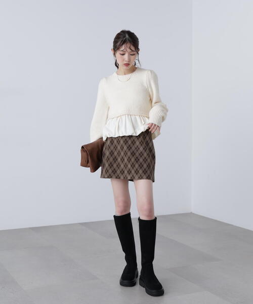 FREE'S MART（フリーズマート）の「アルパカ混布帛ドッキングバルーンニット（ニット/セーター・レディース・ホワイト/ベージュ/グレー・FREE）」の16枚目の写真