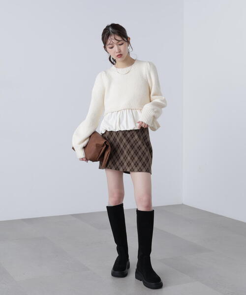 FREE'S MART（フリーズマート）の「アルパカ混布帛ドッキングバルーンニット（ニット/セーター・レディース・ホワイト/ベージュ/グレー・FREE）」の17枚目の写真