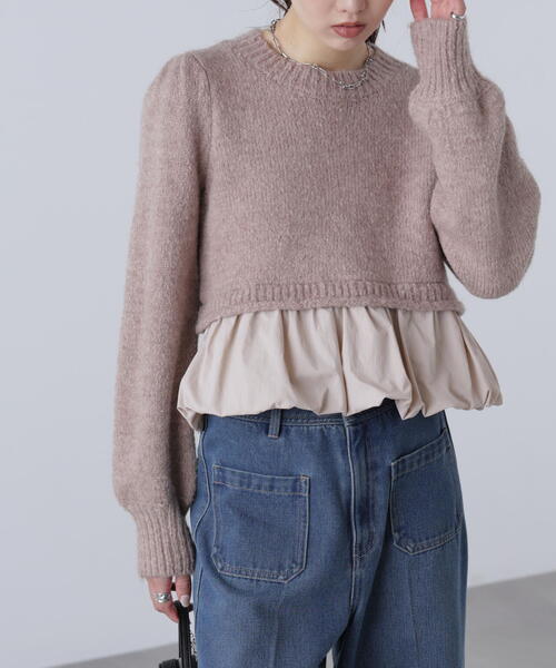 FREE'S MART（フリーズマート）の「アルパカ混布帛ドッキングバルーンニット（ニット/セーター・レディース・ホワイト/ベージュ/グレー・FREE）」の20枚目の写真