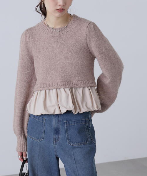 FREE'S MART（フリーズマート）の「アルパカ混布帛ドッキングバルーンニット（ニット/セーター・レディース・ホワイト/ベージュ/グレー・FREE）」の22枚目の写真