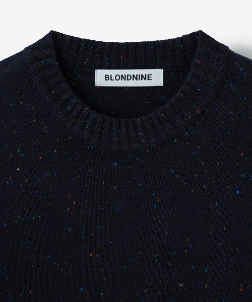 BLOND9(ブロンドナイン)の「ミックスドヤーンラウンドニット_ネイビー(ニット/セーター・メンズ・ネイビー・LARGE/MEDIUM/X-LARGE)」の2枚目の写真