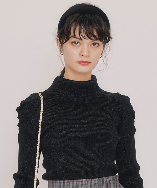 REDYAZEL（レディアゼル）の「ラメタートルニットプルオーバー（ニット/セーター・レディース・ブラウン/グリーン/ピンク/ブラック/オフホワイト・FREE）」の3枚目の写真