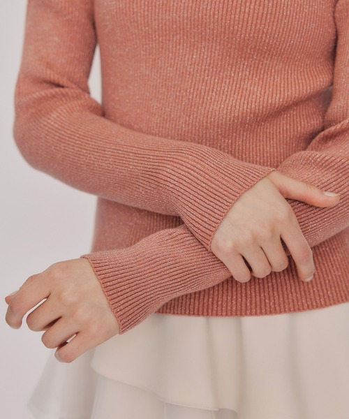 REDYAZEL（レディアゼル）の「ラメタートルニットプルオーバー（ニット/セーター・レディース・ブラウン/グリーン/ピンク/ブラック/オフホワイト・FREE）」の20枚目の写真