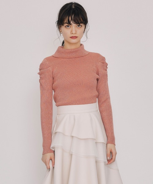 REDYAZEL（レディアゼル）の「ラメタートルニットプルオーバー（ニット/セーター・レディース・ブラウン/グリーン/ピンク/ブラック/オフホワイト・FREE）」の11枚目の写真