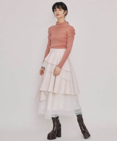 REDYAZEL（レディアゼル）の「ラメタートルニットプルオーバー（ニット/セーター・レディース・ブラウン/グリーン/ピンク/ブラック/オフホワイト・FREE）」の12枚目の写真