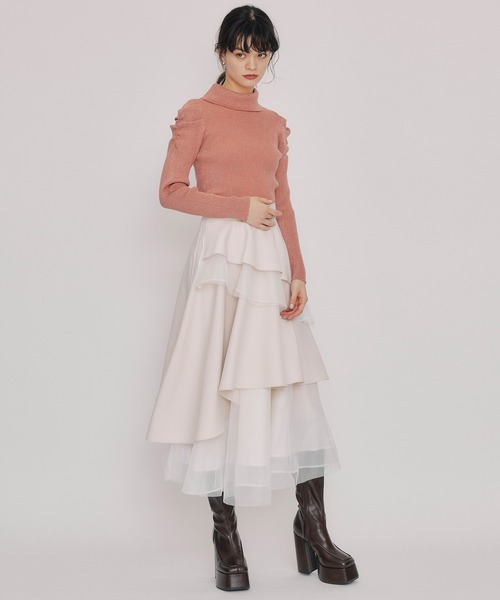 REDYAZEL（レディアゼル）の「ラメタートルニットプルオーバー（ニット/セーター・レディース・ブラウン/グリーン/ピンク/ブラック/オフホワイト・FREE）」の14枚目の写真