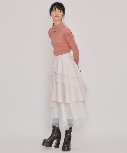 REDYAZEL（レディアゼル）の「ラメタートルニットプルオーバー（ニット/セーター・レディース・ブラウン/グリーン/ピンク/ブラック/オフホワイト・FREE）」の15枚目の写真