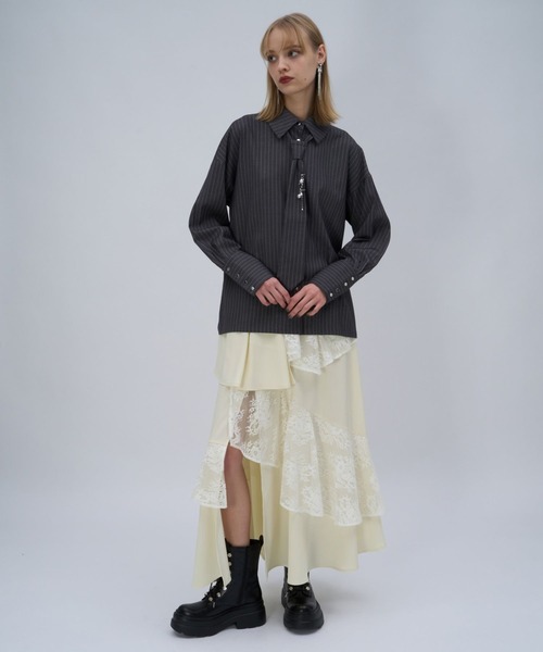 HARE(ハレ)の「フリルレーススリットスカート(HARE)(スカート・レディース・ホワイト/ブルー/ブラック・FREE)」の5枚目の写真