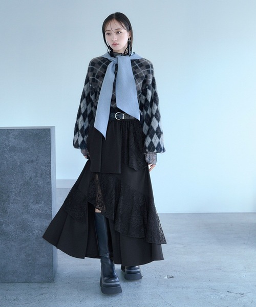 HARE(ハレ)の「フリルレーススリットスカート(HARE)(スカート・レディース・ホワイト/ブルー/ブラック・FREE)」の7枚目の写真