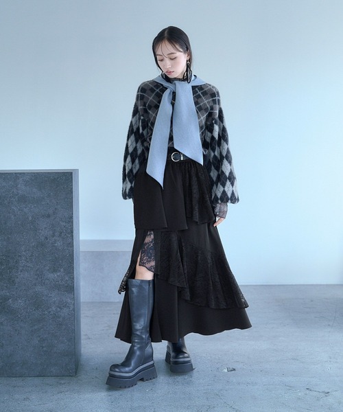 HARE(ハレ)の「フリルレーススリットスカート(HARE)(スカート・レディース・ホワイト/ブルー/ブラック・FREE)」の8枚目の写真