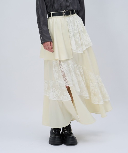 HARE(ハレ)の「フリルレーススリットスカート(HARE)(スカート・レディース・ホワイト/ブルー/ブラック・FREE)」の13枚目の写真