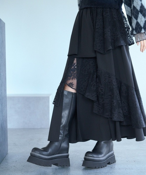 HARE(ハレ)の「フリルレーススリットスカート(HARE)(スカート・レディース・ホワイト/ブルー/ブラック・FREE)」の14枚目の写真