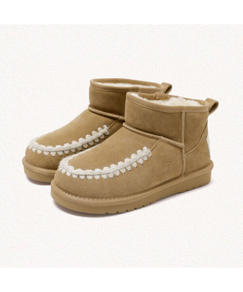 MAC MOC(マックモック)の「Tthsit ティスィット 牛革 スティッチポイント 防寒 アグブーツ_3カラー(ブーツ・レディース・ブラウン/キャメル/ブラック・22cm/23.5cm/24.5cm)」の3枚目の写真