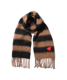 PIECEMAKER（ピースメーカー）の「LOVE HEART STRIPE MUFFLER (BROWN)（マフラー）」