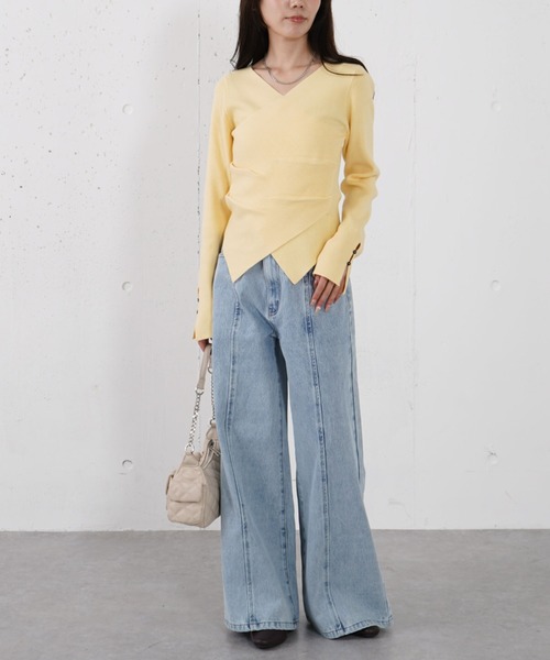 archives（アルシーヴ）の「【オン／オフ使える！】ラインフィットクロスニットプルオーバー（ニット/セーター・レディース・イエロー/ホワイト/グレー/ブルー・MEDIUM）」の21枚目の写真