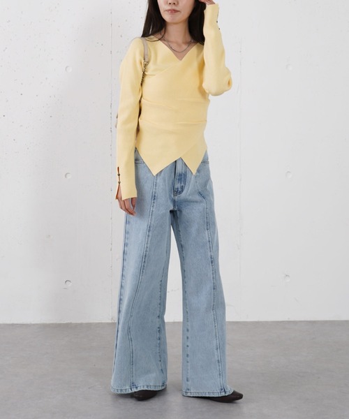 archives（アルシーヴ）の「【オン／オフ使える！】ラインフィットクロスニットプルオーバー（ニット/セーター・レディース・イエロー/ホワイト/グレー/ブルー・MEDIUM）」の20枚目の写真