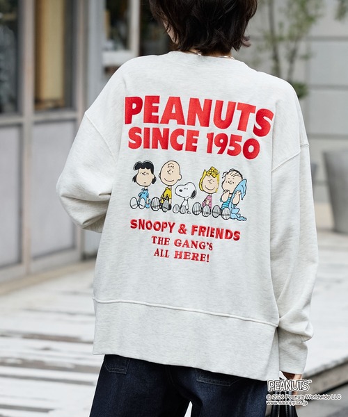 PEANUTS(ピーナッツ)の「【PEANUTS / SNOOPY】別注 ピーナッツ スヌーピー 刺繍プリント スウェットカーディガン(カーディガン/ボレロ・レディース・グレー系/ブラック系/スミクロ/オートミール・L/M)」の10枚目の写真