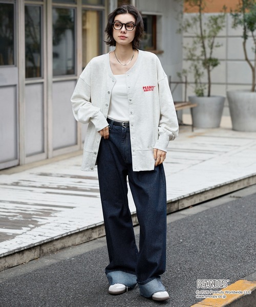 PEANUTS(ピーナッツ)の「【PEANUTS / SNOOPY】別注 ピーナッツ スヌーピー 刺繍プリント スウェットカーディガン(カーディガン/ボレロ・レディース・グレー系/ブラック系/スミクロ/オートミール・L/M)」の17枚目の写真