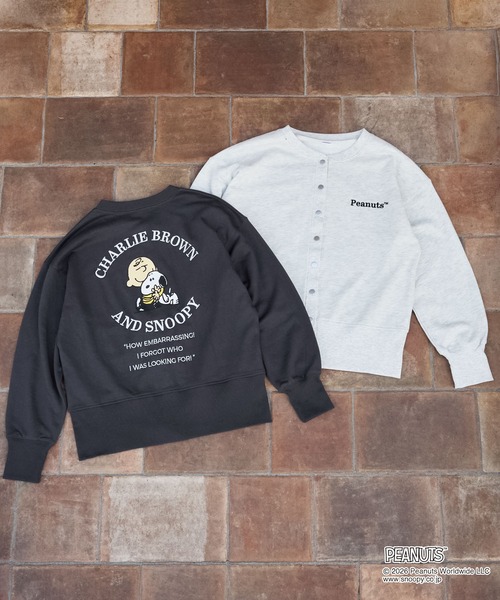 PEANUTS(ピーナッツ)の「【PEANUTS / SNOOPY】別注 ピーナッツ スヌーピー 刺繍プリント スウェットカーディガン(カーディガン/ボレロ・レディース・グレー系/ブラック系/スミクロ/オートミール・L/M)」の6枚目の写真