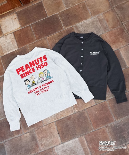 PEANUTS(ピーナッツ)の「【PEANUTS / SNOOPY】別注 ピーナッツ スヌーピー 刺繍プリント スウェットカーディガン(カーディガン/ボレロ・レディース・グレー系/ブラック系/スミクロ/オートミール・L/M)」の5枚目の写真