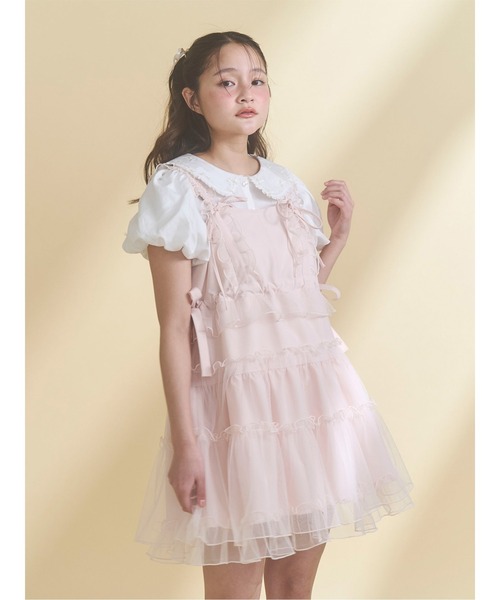 激レア！大人気merry jennyチュールドロストロキャミワンピース♡ピンク チュールドロストミニキャミワンピース（ワンピース）｜merry jenny