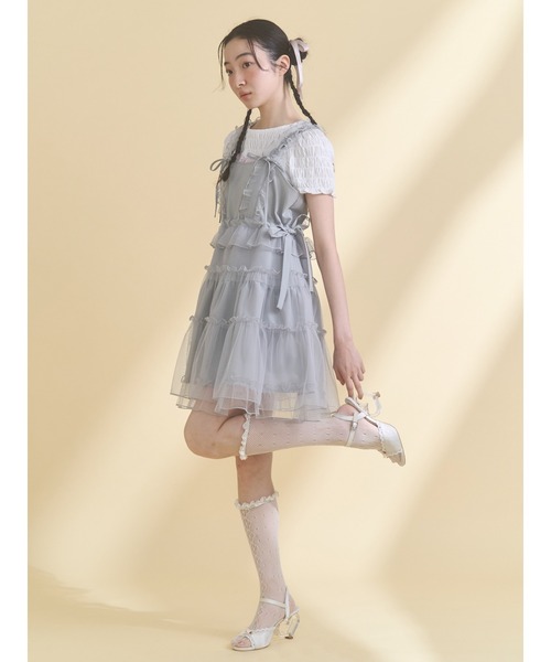 merry jenny(メリージェニー)の「チュールドロストミニキャミワンピース(ワンピース・レディース・アイボリー/ブルー/ピンク・FREE)」の5枚目の写真