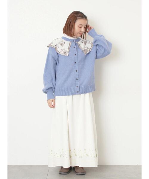 Samansa Mos2(サマンサ モスモス)の「レース貼り前後2WAYニット(カーディガン/ボレロ・レディース・チャコールグレー/ブルー/ベージュ・F)」の8枚目の写真