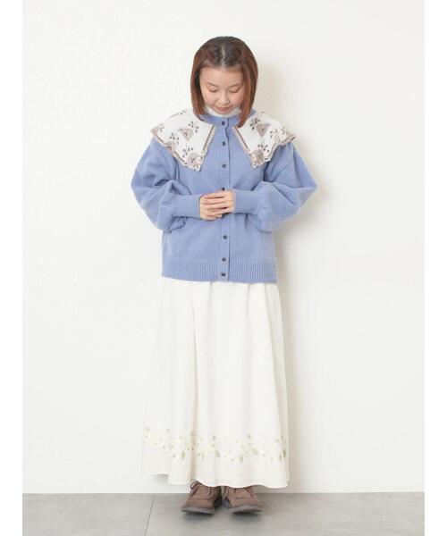 Samansa Mos2(サマンサ モスモス)の「レース貼り前後2WAYニット(カーディガン/ボレロ・レディース・チャコールグレー/ブルー/ベージュ・F)」の9枚目の写真