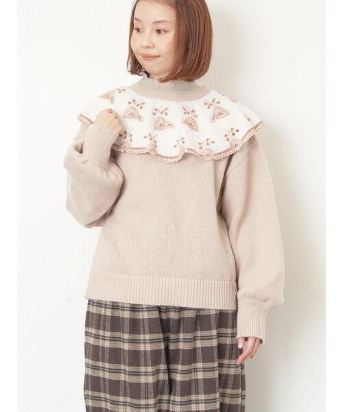 Samansa Mos2(サマンサ モスモス)の「レース貼り前後2WAYニット(カーディガン/ボレロ・レディース・チャコールグレー/ブルー/ベージュ・F)」の13枚目の写真