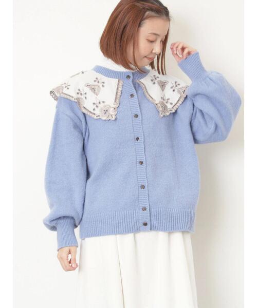 Samansa Mos2(サマンサ モスモス)の「レース貼り前後2WAYニット(カーディガン/ボレロ・レディース・チャコールグレー/ブルー/ベージュ・F)」の19枚目の写真